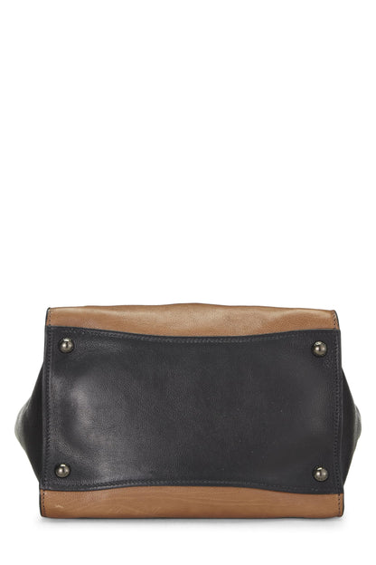 Prada,  Black & Brown Calfskin Trapeze Tote, Multi
