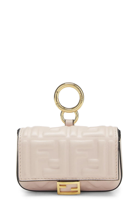 Fendi,  Pink Embroidered Convertible Baguette Bag Charm Nano, Pink
