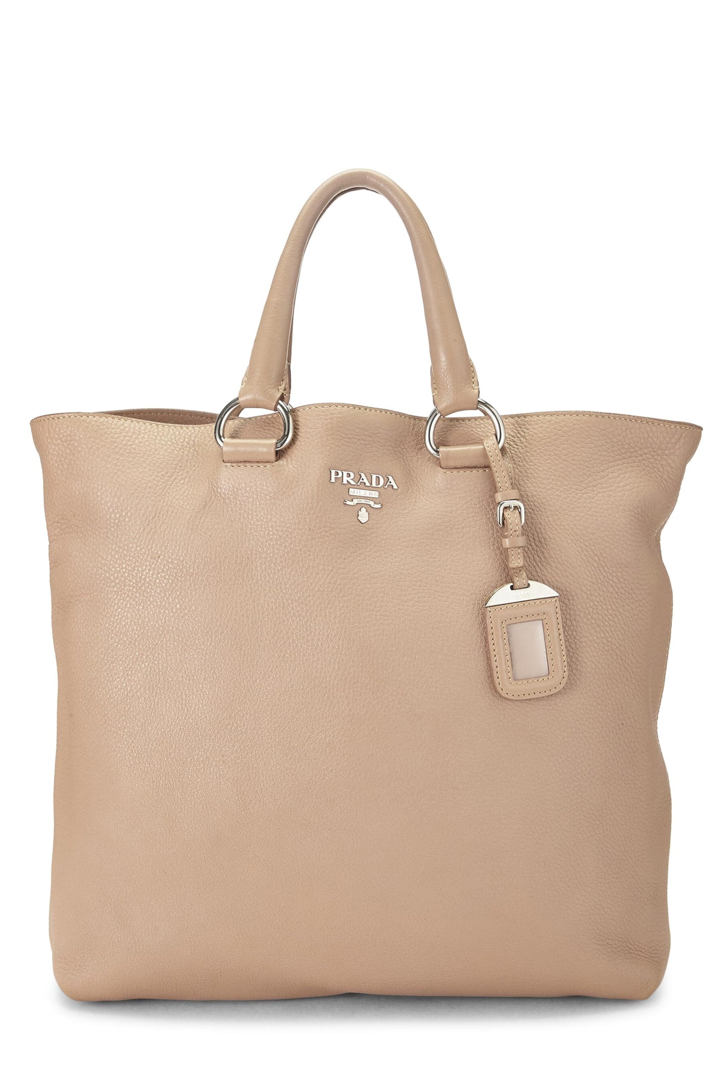 Prada,  Beige Vitello Daino Convertible Top Handle Tote, Beige