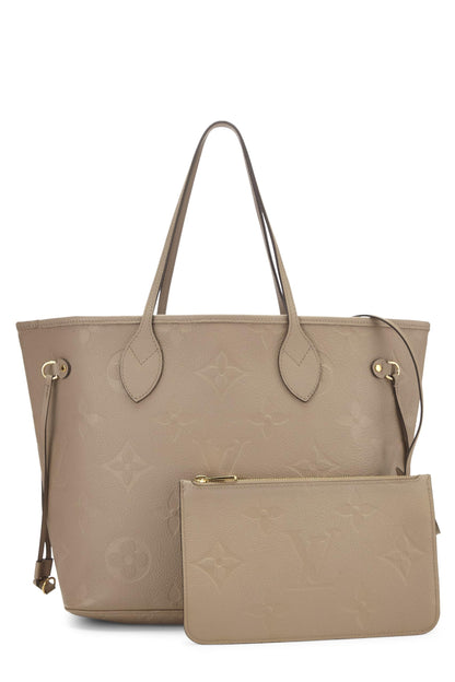 Louis Vuitton,  Tourterelle Monogram Empreinte Giant Neverfull MM, Grey