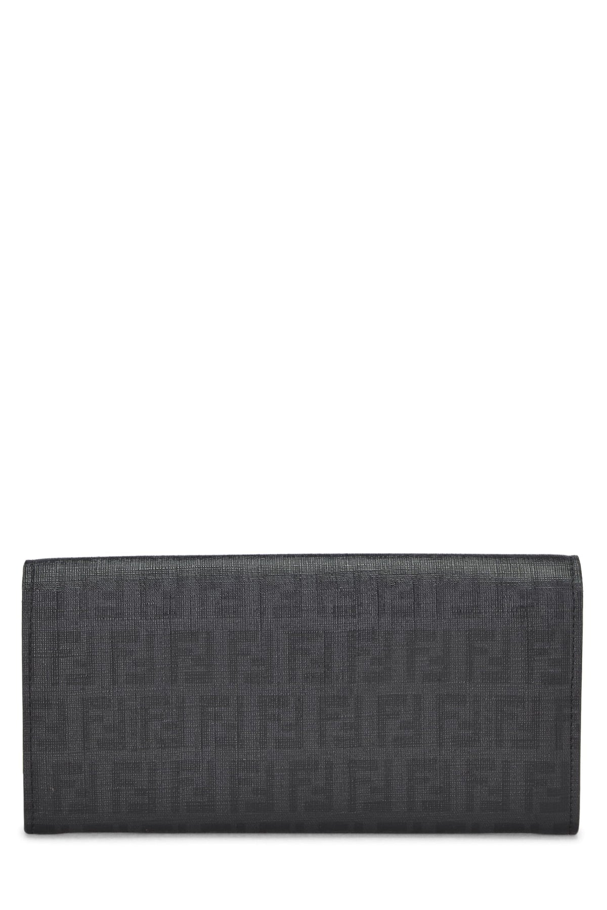 Fendi,  Black Zucchino Coated Canvas Continental Wallet, Black