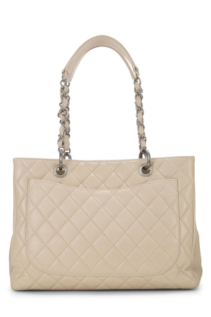 Chanel,  Beige Quilted Caviar Grand Shopping Tote (GST), Beige