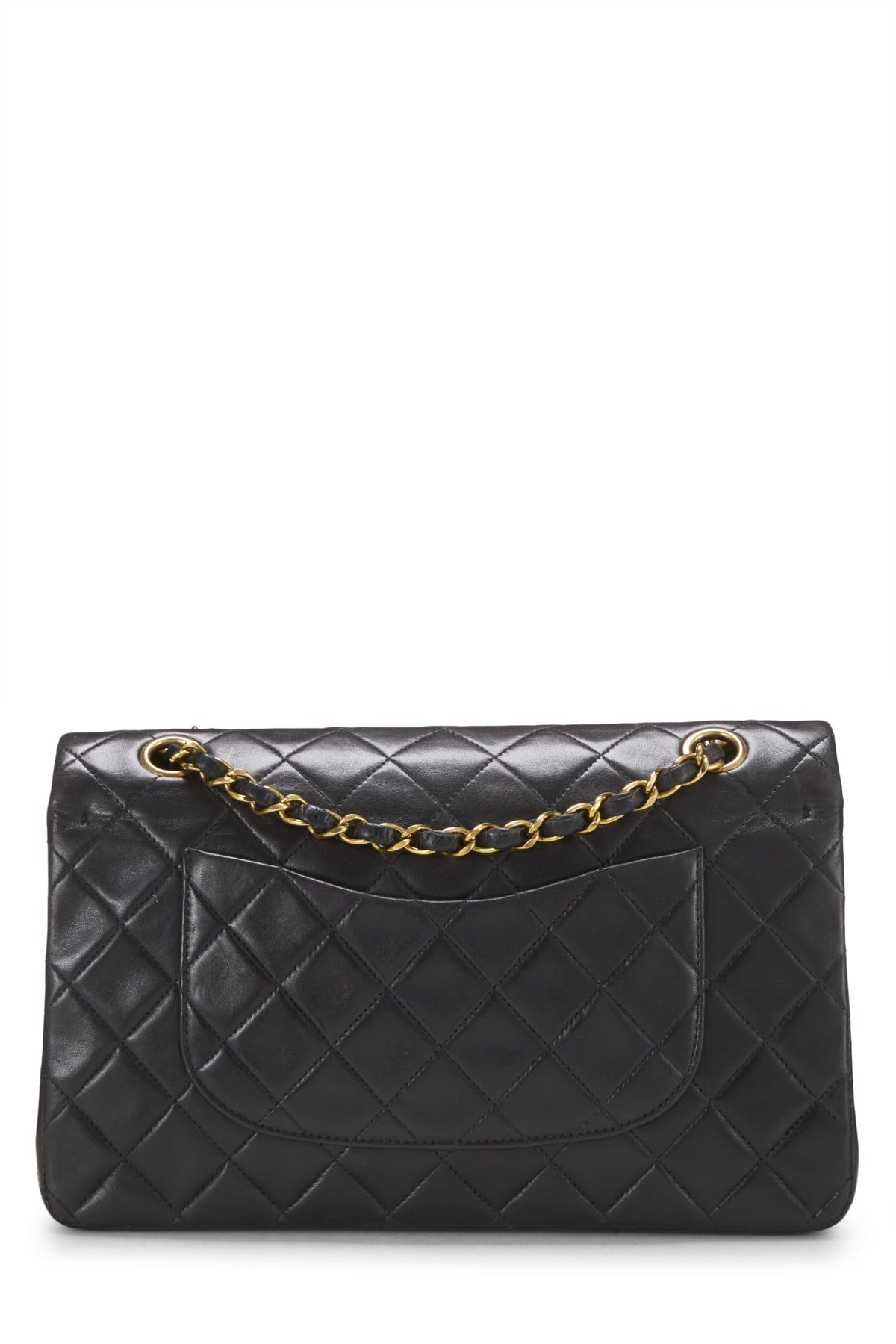 Chanel,  Black Quilted Lambskin Classic Double Flap Medium, Black