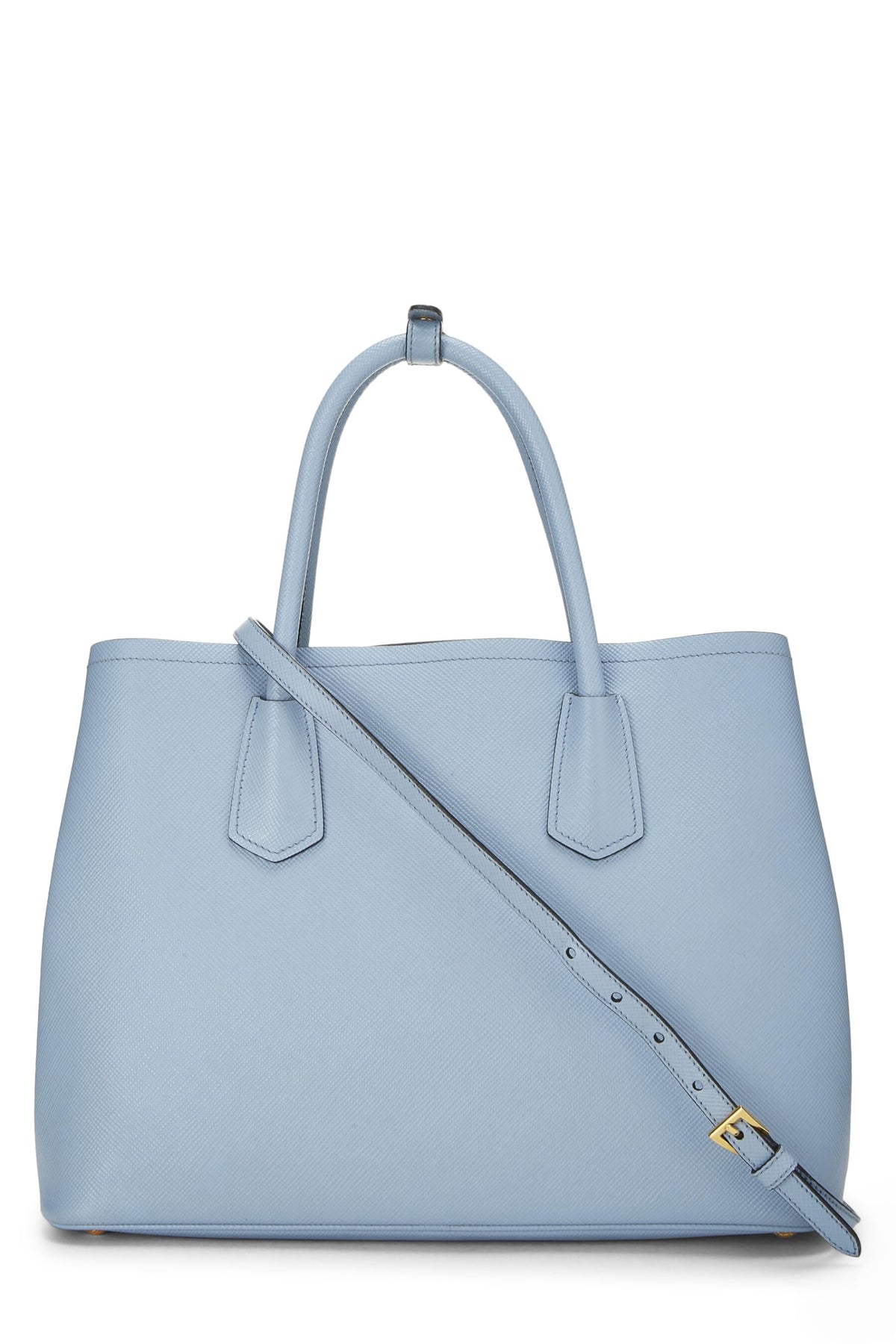 Prada,  Blue Saffiano Double Bag Tote Medium, Blue
