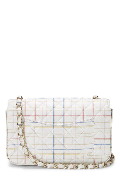 Chanel,  White & Multicolor Plaid Calfskin Rectangular Flap Mini, Multi