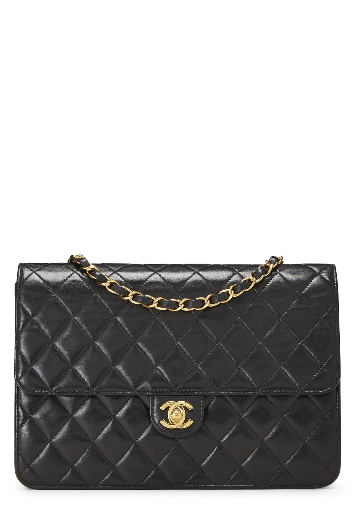 Chanel,  Black Quilted Lambskin Turnlock Ex Flap Medium, Black