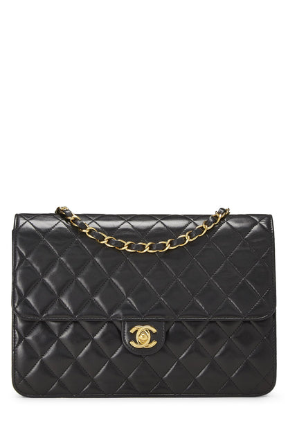 Chanel,  Black Quilted Lambskin Turnlock Ex Flap Medium, Black