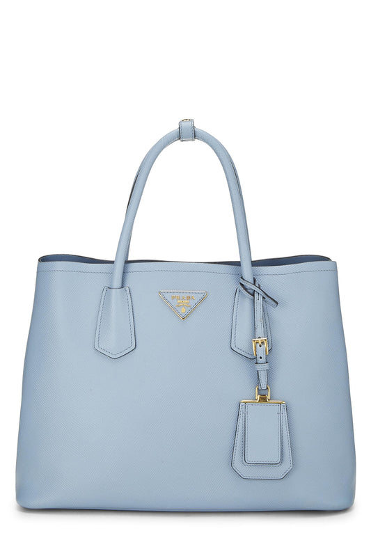 Prada,  Blue Saffiano Double Bag Tote Medium, Blue