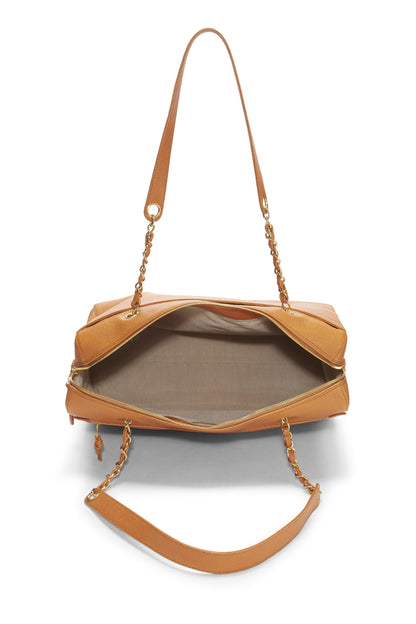 Chanel,  Orange Caviar Zip Tote Large, Orange