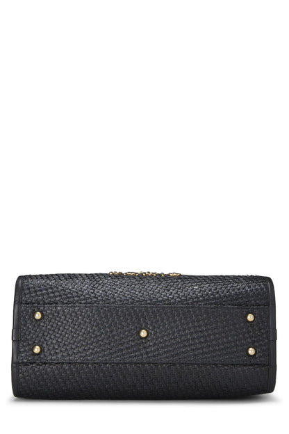 Chanel,  Black & Natural Woven Raffia Deauville Tote Medium, Black