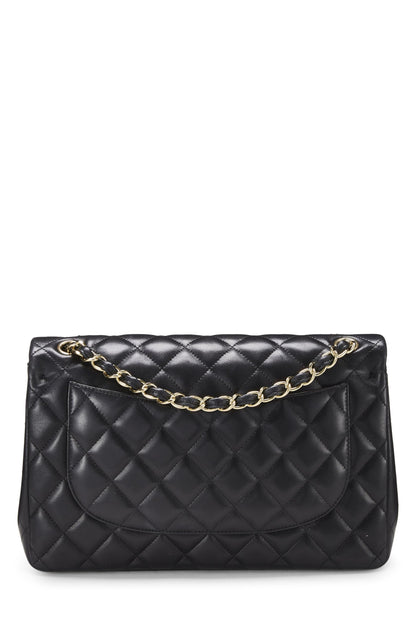 Chanel,  Black Quilted Lambskin New Classic Double Flap Jumbo, Black