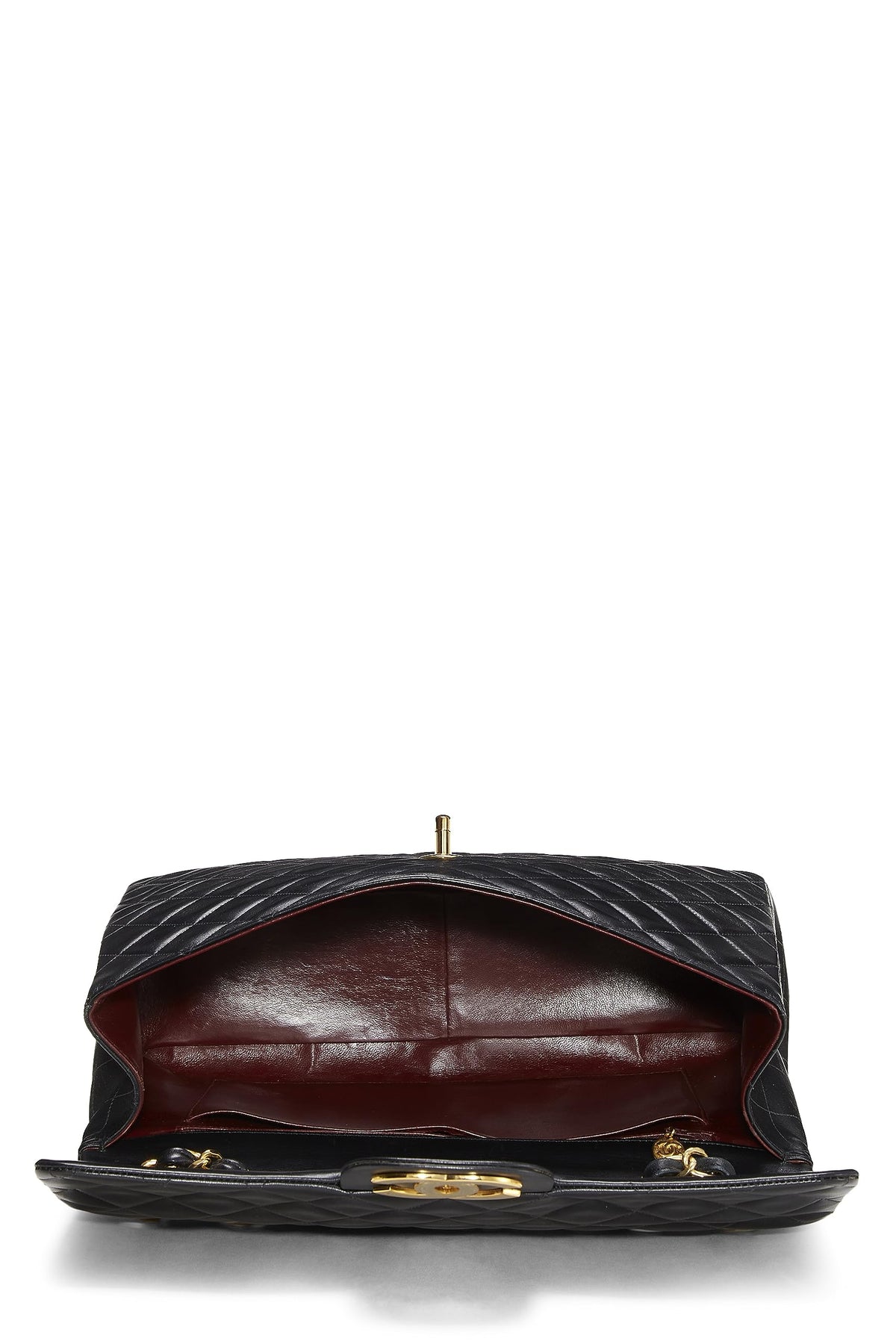 Chanel,  Black Quilted Lambskin Half Flap Maxi, Black