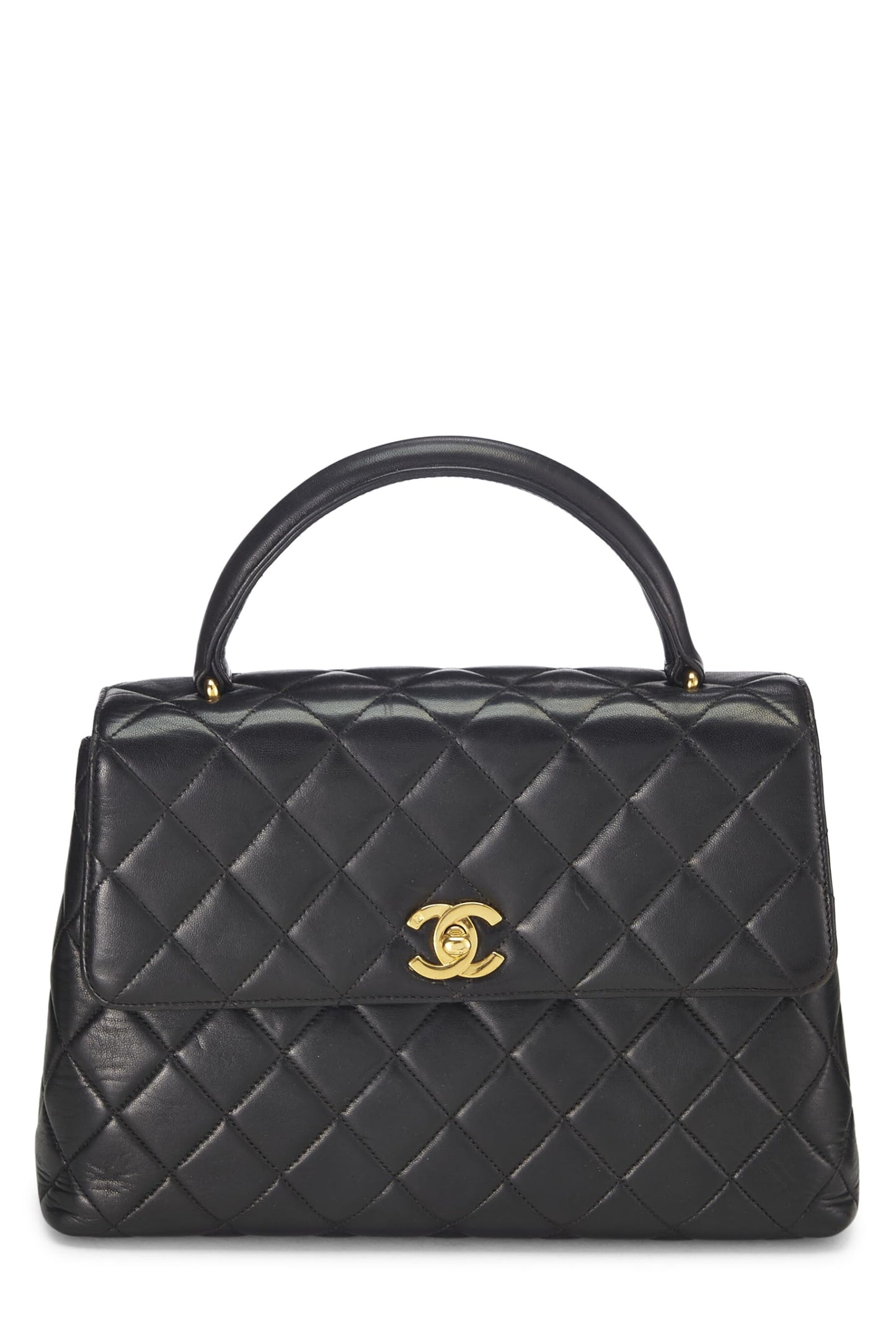 Chanel,  Black Quilted Lambskin Kelly, Black