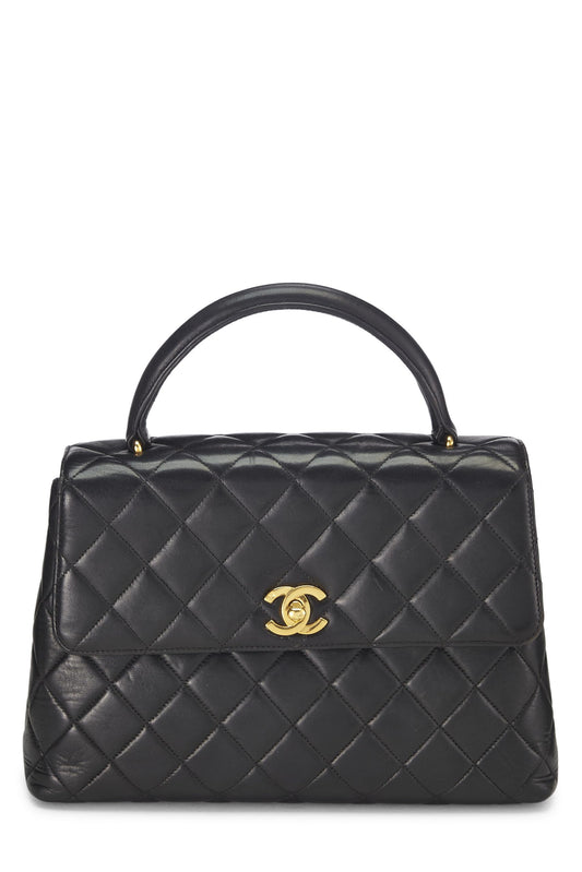 Chanel,  Black Quilted Lambskin Kelly, Black