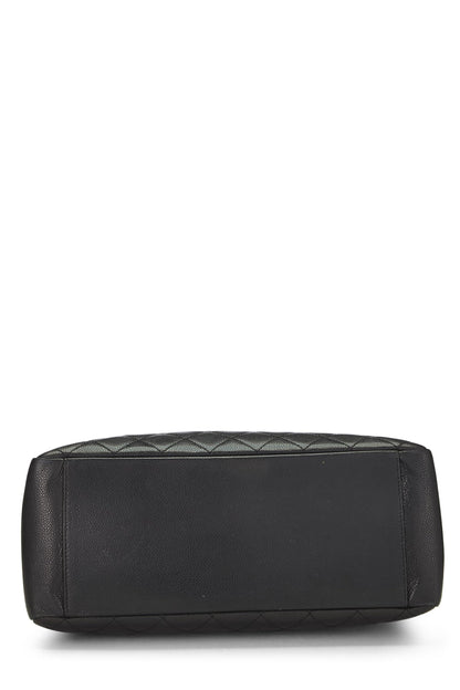 Chanel,  Black Quilted Caviar Grand Shopping Tote (GST), Black