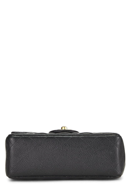 Chanel,  Black Quilted Caviar Half Flap Mini, Black