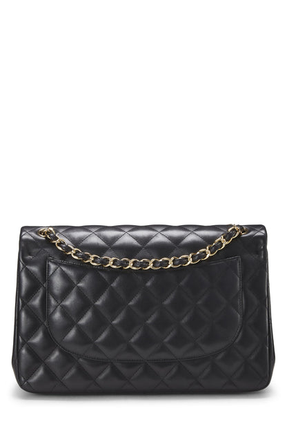Chanel,  Black Quilted Lambskin New Classic Double Flap Jumbo, Black