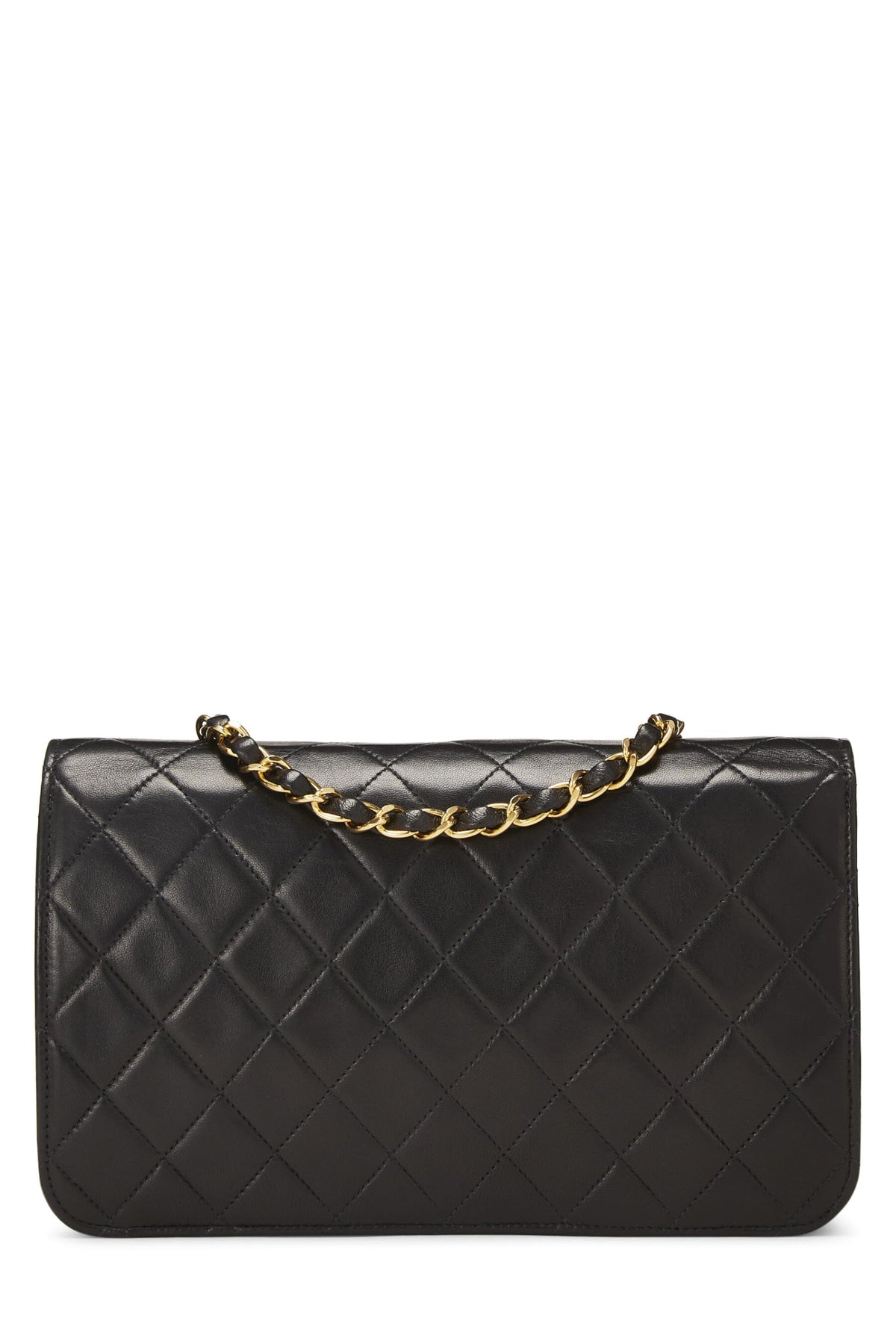 Chanel,  Black Quilted Lambskin Snap Full Flap Small, Black