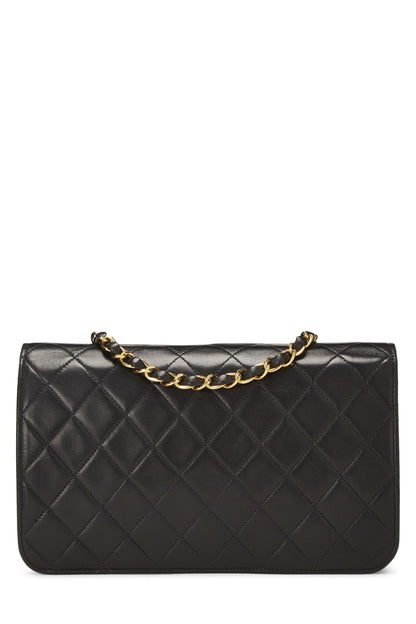 Chanel,  Black Quilted Lambskin Snap Full Flap Small, Black