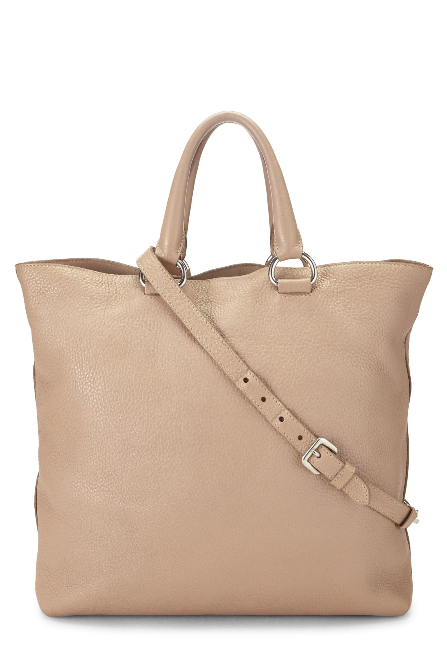 Prada,  Beige Vitello Daino Convertible Top Handle Tote, Beige