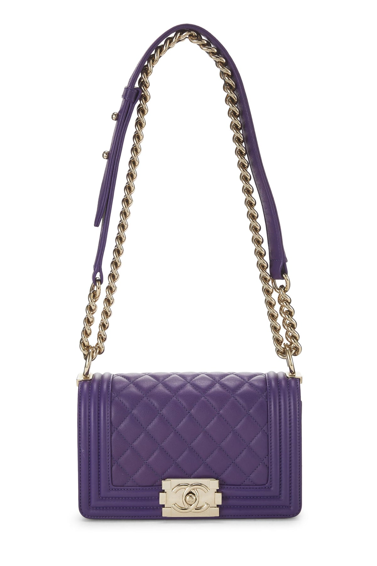 Chanel,  Purple Chevron Lambskin Boy Bag Small, Purple