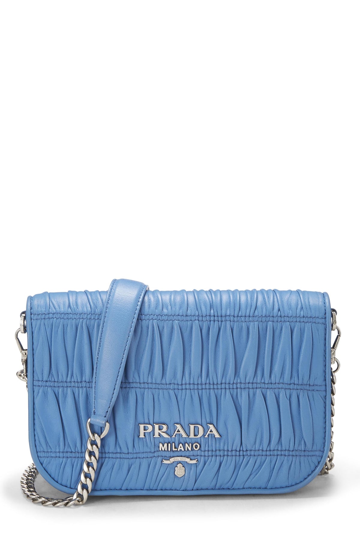 Prada,  Blue Nappa Gaufre Shoulder Bag, Blue