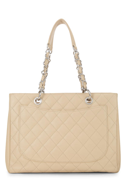 Chanel,  Beige Quilted Caviar Grand Shopping Tote (GST), Beige