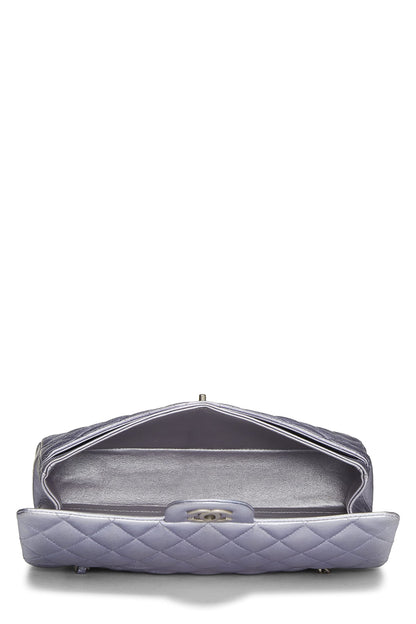 Chanel,  Metallic Purple Quilted Lambskin Classic Double Flap Medium, Purple