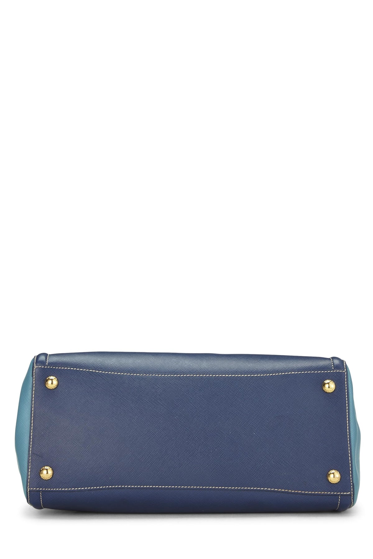 Prada,  Blue Bi-Color Saffiano Tote, Blue