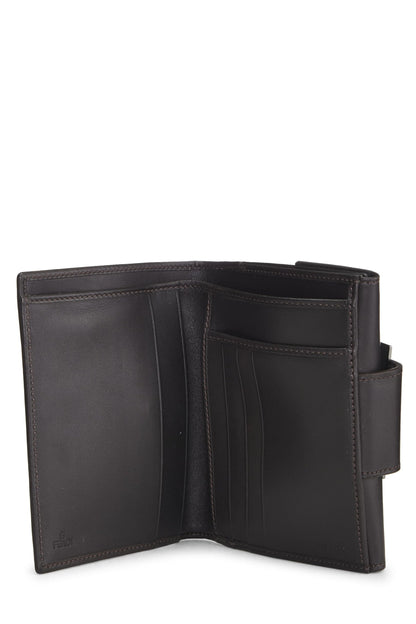 Fendi,  Brown Zucchino Canvas Compact Wallet, Brown