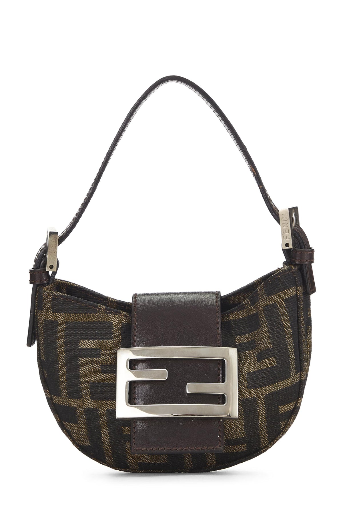 Fendi,  Brown Zucca Canvas Croissant Mini, Brown