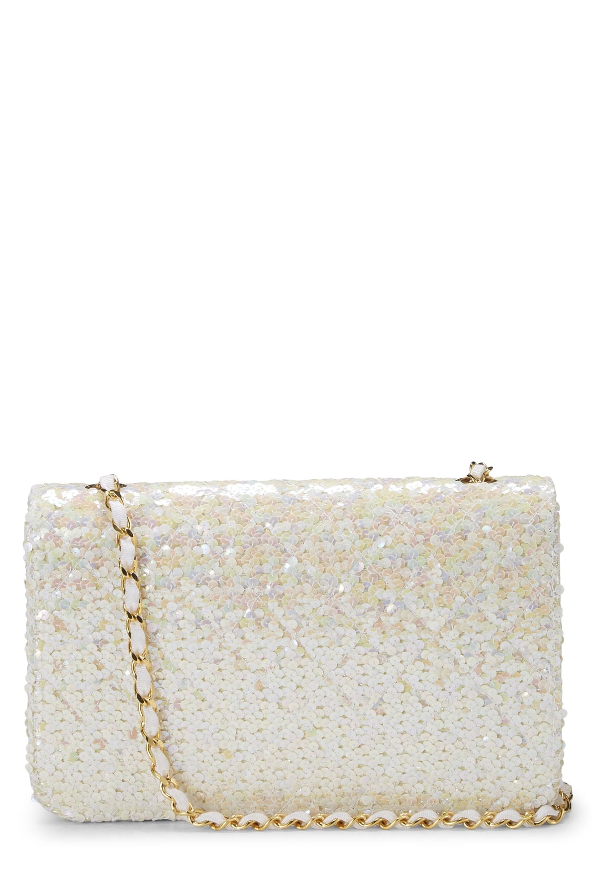 Chanel,  White Sequin Half Flap Medium, White