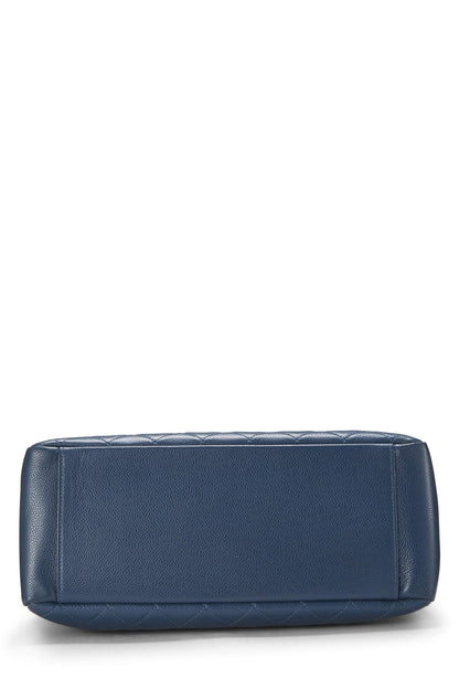 Chanel,  Beige Quilted Caviar Grand Shopping Tote (GST), Blue