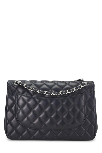 Chanel,  Blue Quilted Lambskin New Classic Double Flap Jumbo, Blue