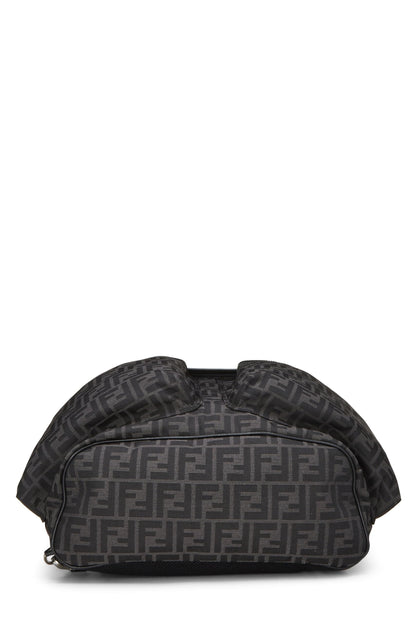 Fendi,  Black Zucca Double Pocket Backpack, Black