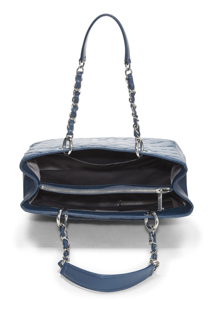 Chanel,  Beige Quilted Caviar Grand Shopping Tote (GST), Blue