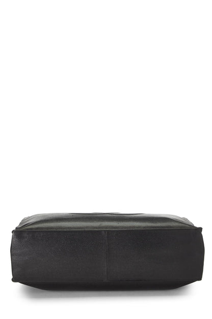 Chanel,  Black Caviar Flat Chain Handle Tote Medium, Black