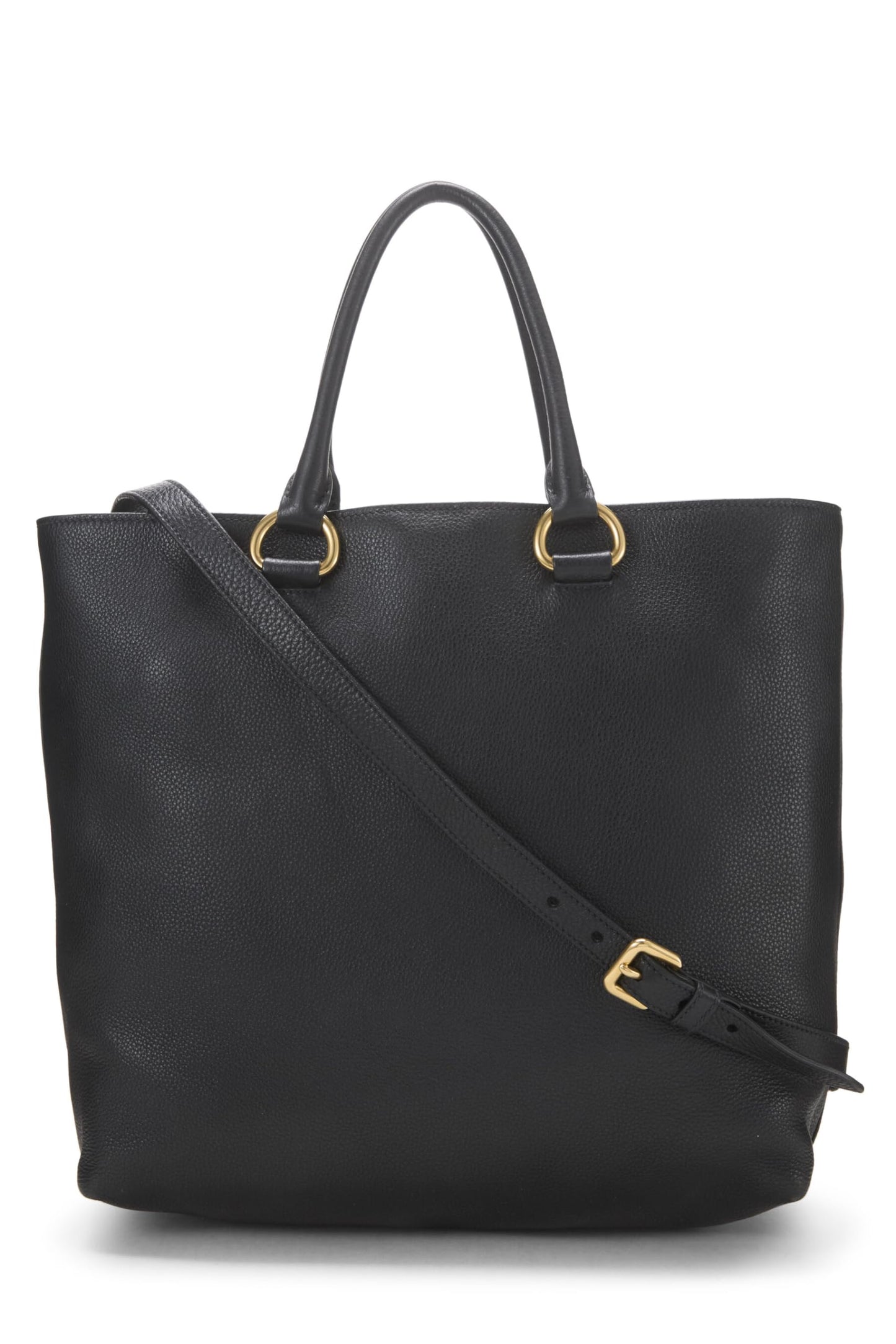 Prada,  Black Vitello Daino Phenix Convertible Shopping Tote, Black