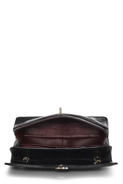 Chanel,  Black Quilted Lambskin Paris Limited Double Flap Medium, Black