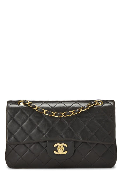 Chanel,  Black Quilted Lambskin Classic Double Flap Small, Black