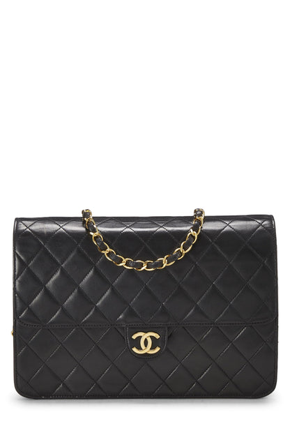 Chanel,  Black Quilted Lambskin Ex Flap Medium, Black