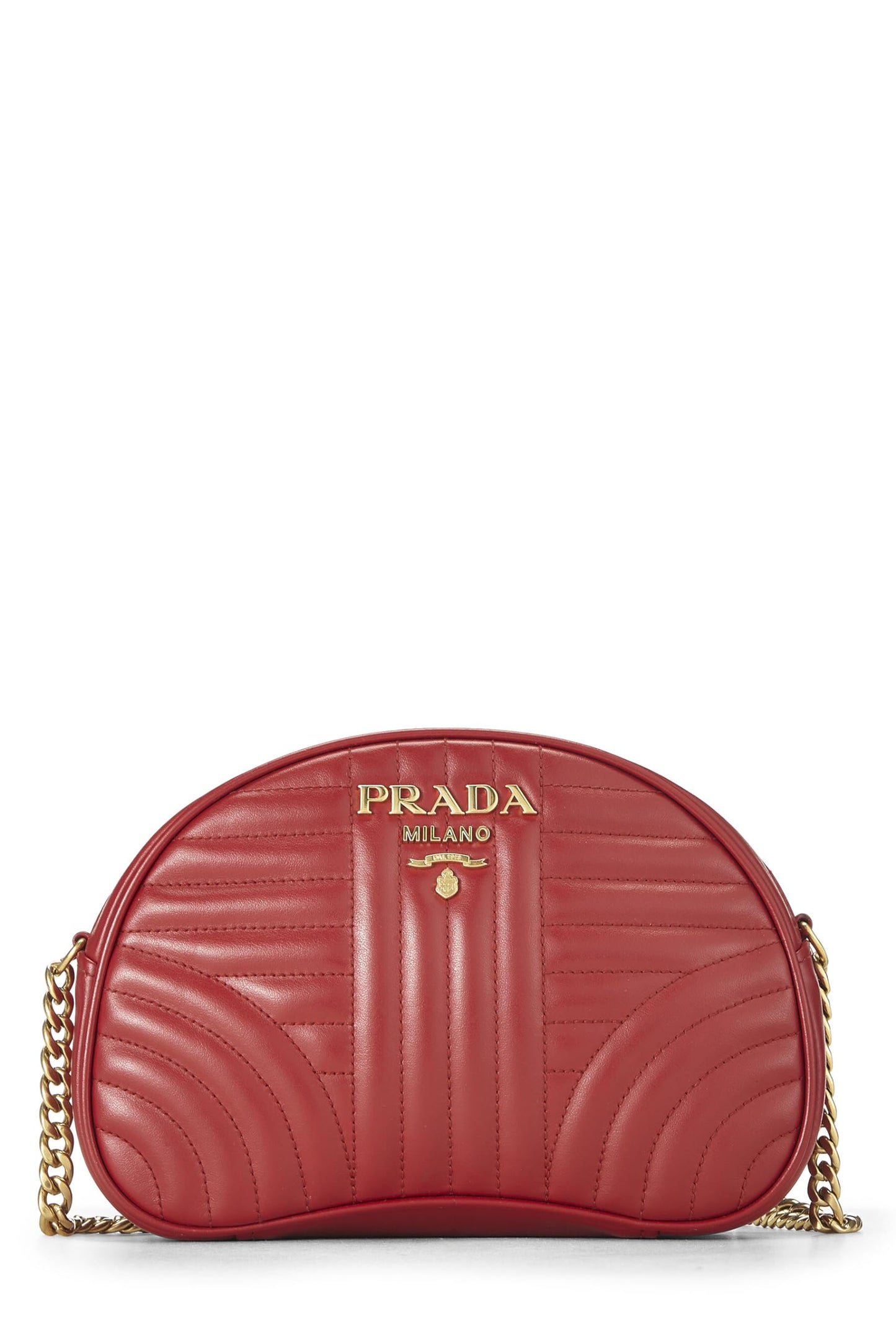 Prada,  Red Calfskin Diagramme Crossbody Bag, Red