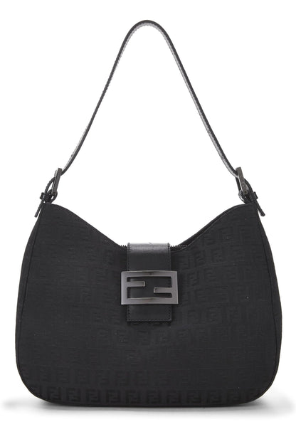 Fendi,  Black Zucchino Canvas Shoulder Bag, Black