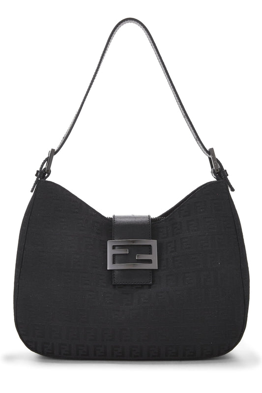 Fendi,  Black Zucchino Canvas Shoulder Bag, Black