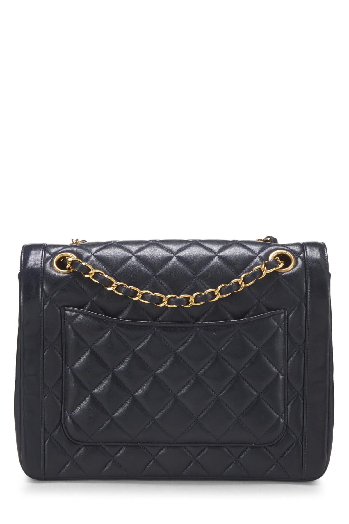 Chanel,  Black Quilted Lambskin Paris Limited Double Flap Small, Navy