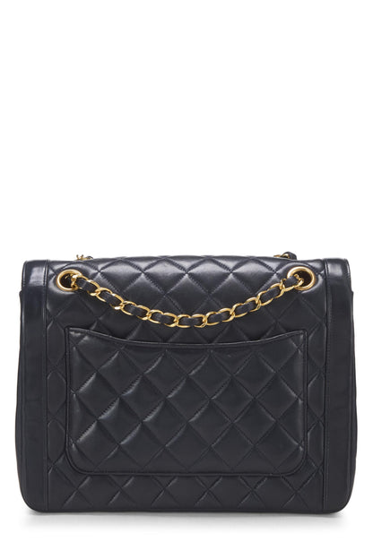 Chanel,  Black Quilted Lambskin Paris Limited Double Flap Small, Navy