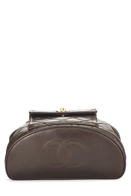 Chanel,  Brown Quilted Lambskin 'CC' Classic Backpack Small, Brown