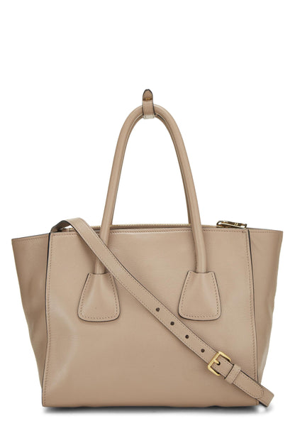 Prada,  Beige Vitello Daino Trapeze Tote, Beige