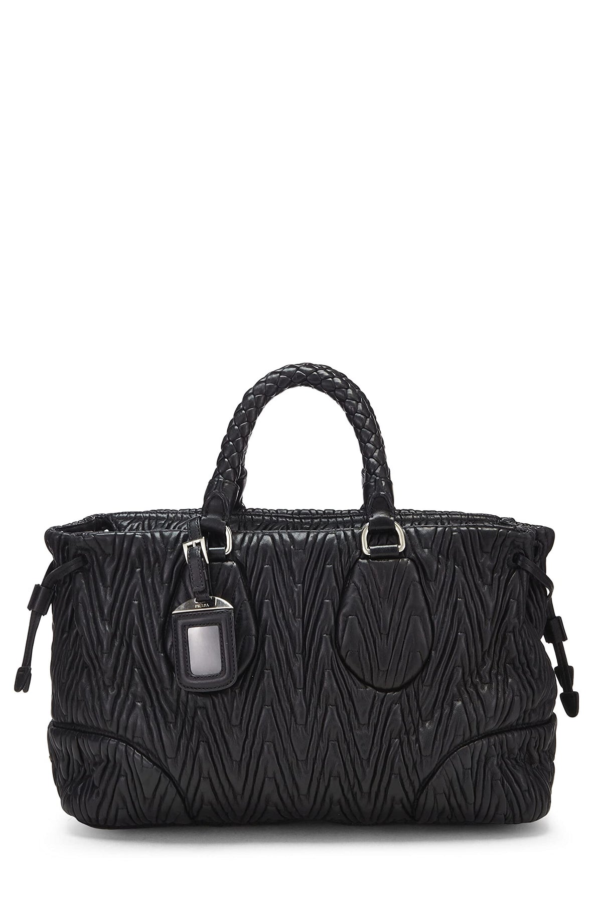 Prada,  Black Nappa Chevron Antik Handbag, Black
