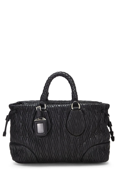Prada,  Black Nappa Chevron Antik Handbag, Black